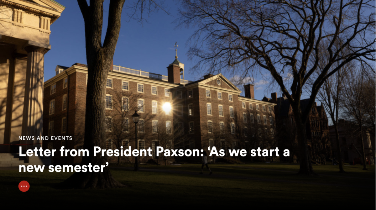 In a letter from Brown University’s president, they reflect on the tragedy of the first semester’s gun violence and speak upon their hope to restore 
“what makes Brown feel like Brown.”